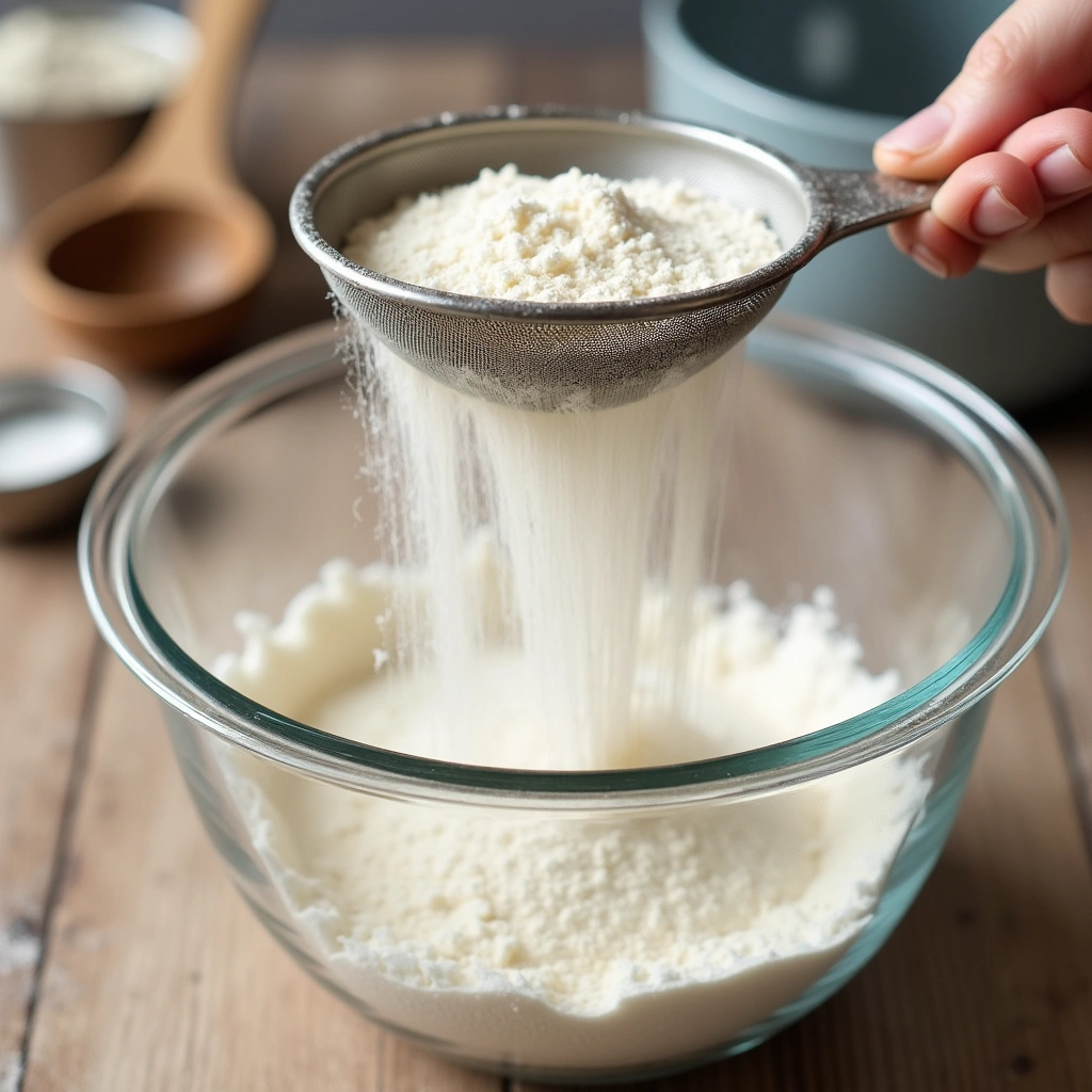Flour and Baking Powder Recipes for Perfect Bakes - Step 3: Sift Dry Ingredients