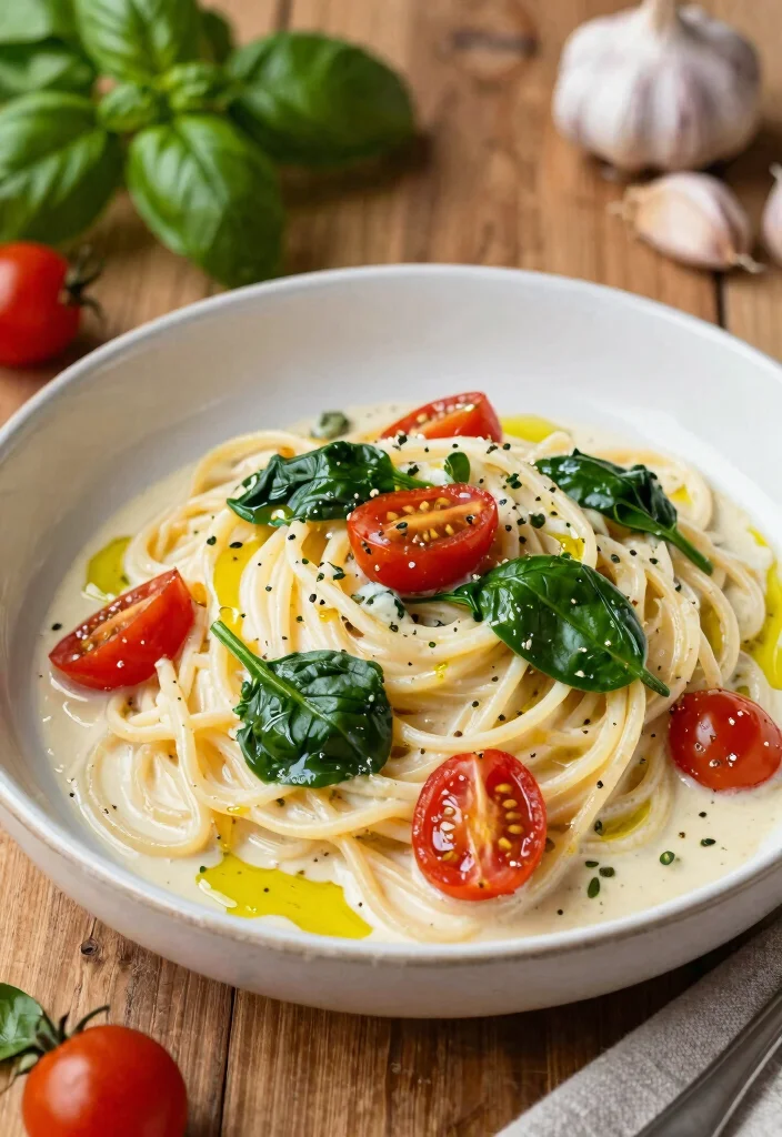 10 Easy Dinner Recipes for Two Simple Evenings - 3. Creamy Spinach and Tomato Pasta 1