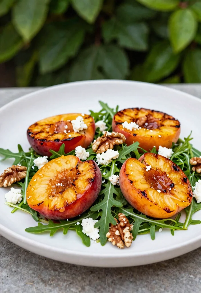 12 Healthy Summer Dinner Recipes for Light Fresh Meals - 5. Grilled Peach and Arugula Salad 1