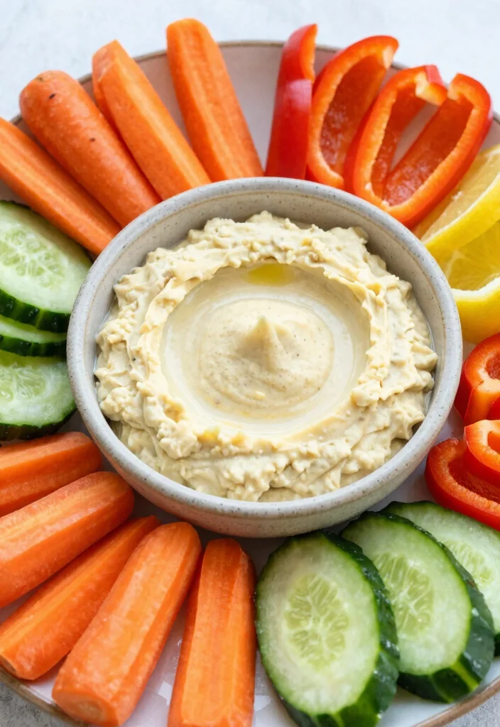 12 Healthy Summer Dinner Recipes for Light Fresh Meals - 7. Lemon Garlic Hummus with Veggies 1