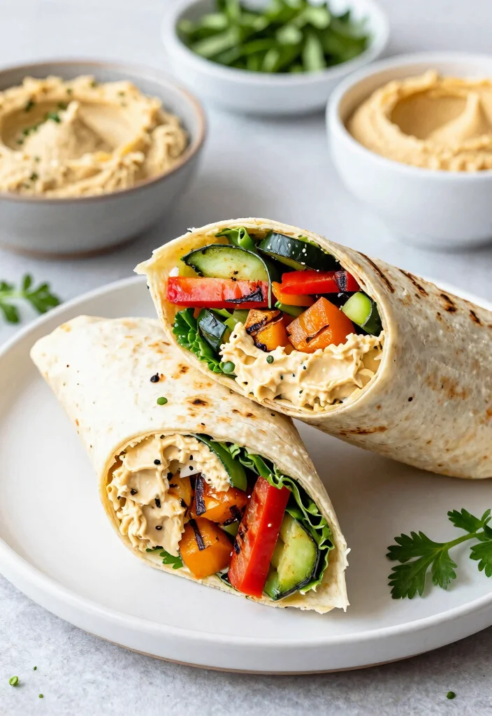 12 Heart Healthy Recipes for Nutritious Daily Cooking 78 12 Heart Healthy Recipes for Nutritious Daily Cooking - 8. Grilled Vegetable and Hummus Wrap 1