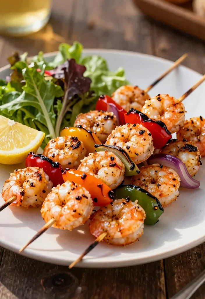12 Light Dinner Recipes for Easy Healthy Nights - 4. Garlic Shrimp Skewers with Veggies 1
