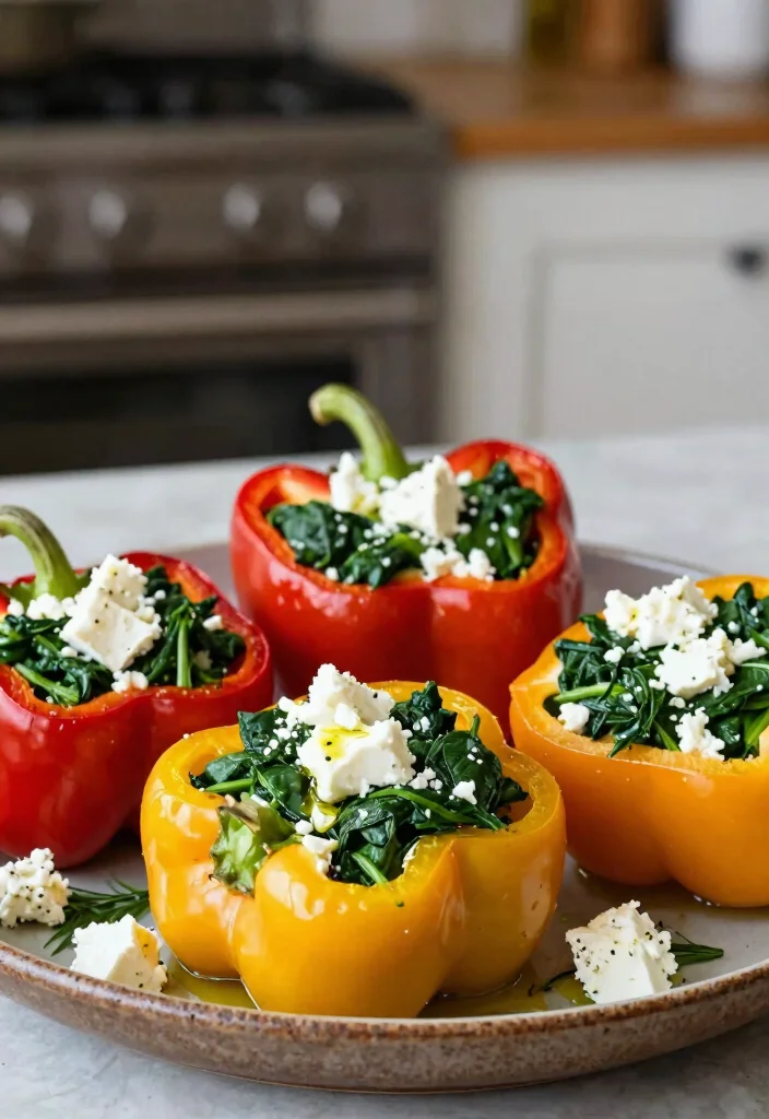 12 Light Dinner Recipes for Easy Healthy Nights - 5. Spinach and Feta Stuffed Peppers 1