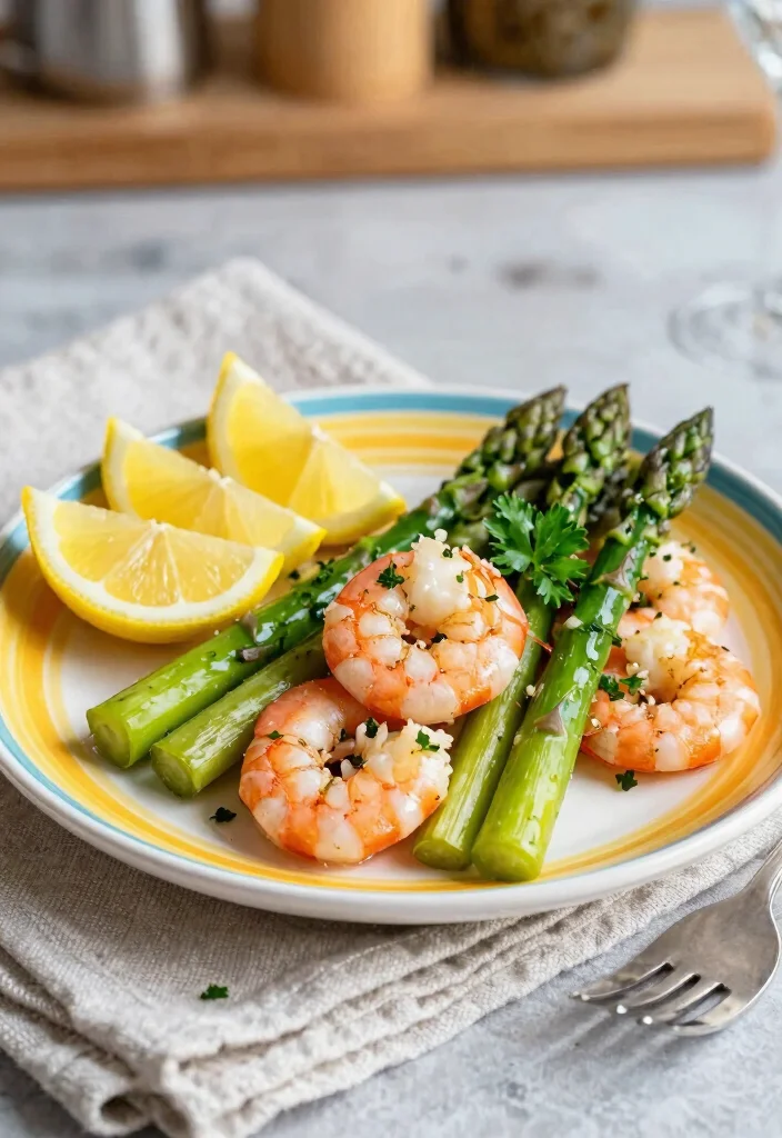 12 Low Carb Dinner Recipes for Light Satisfying Meals 23 12 Low Carb Dinner Recipes for Light Satisfying Meals - 3. Lemon Garlic Shrimp and Asparagus 1