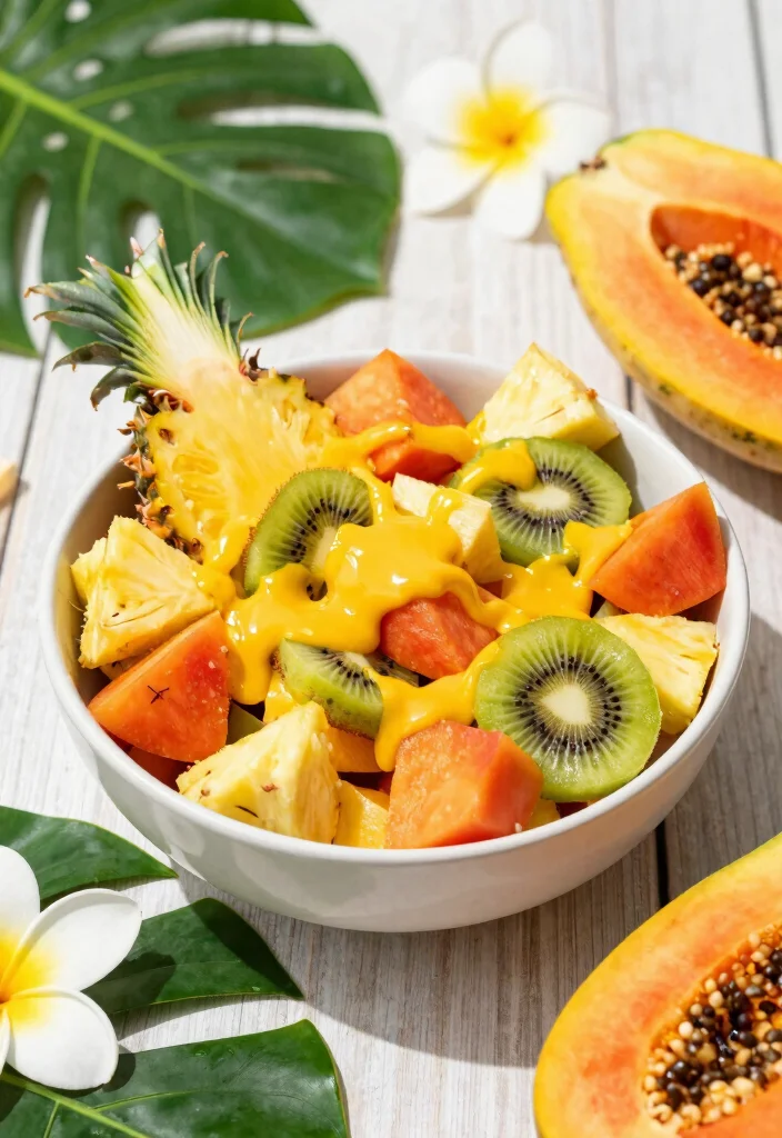 12 Mango Dessert Recipes for Bright Tropical Sweets - 9. Tropical Fruit Salad with Mango Dressing 1