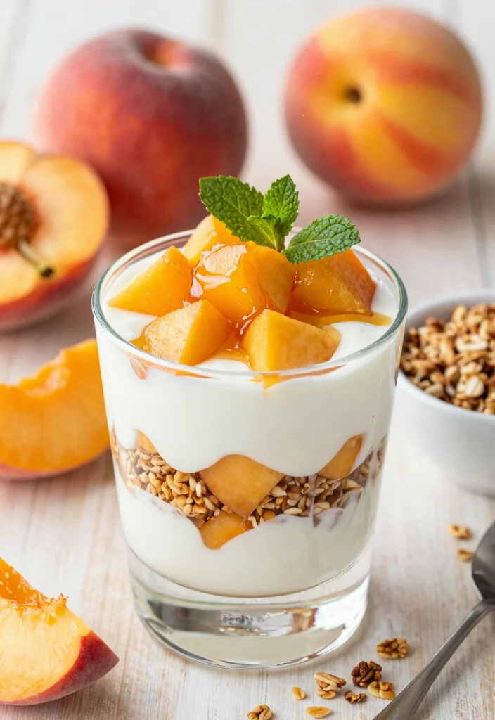 12 Peach Dessert Recipes for Fresh and Juicy Flavor 56 12 Peach Dessert Recipes for Fresh and Juicy Flavor - 6. Peach Yogurt Parfait 1