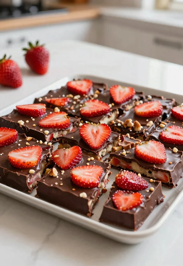12 Strawberry Dessert Recipes with Fresh Seasonal Taste 122 12 Strawberry Dessert Recipes with Fresh Seasonal Taste - 12. Strawberry Chocolate Bark 1