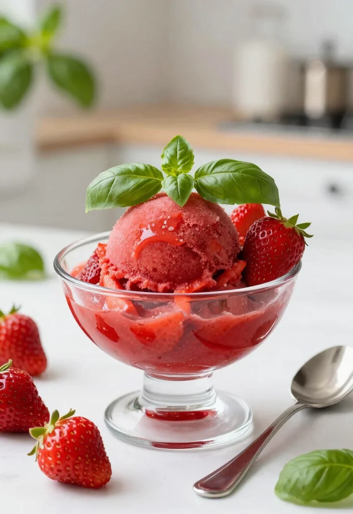 12 Strawberry Dessert Recipes with Fresh Seasonal Taste 23 12 Strawberry Dessert Recipes with Fresh Seasonal Taste - 3. Strawberry Basil Sorbet 1