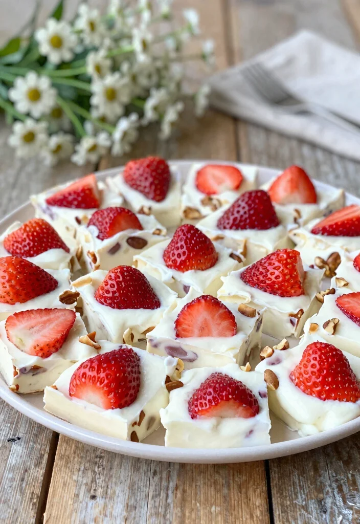 12 Strawberry Dessert Recipes with Fresh Seasonal Taste 34 12 Strawberry Dessert Recipes with Fresh Seasonal Taste - 4. Strawberry Yogurt Bark 1