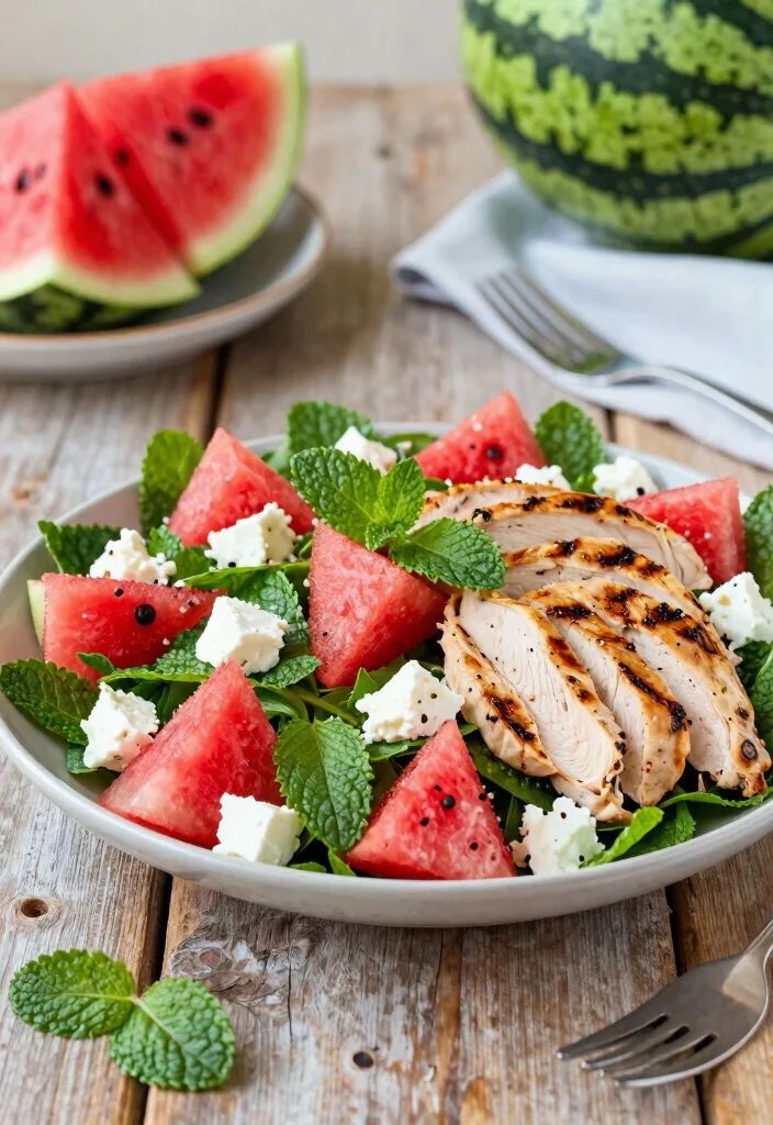 12 Summer Dinner Recipes for Light Seasonal Meals - 12. Watermelon and Feta Salad with Grilled Chicken 1