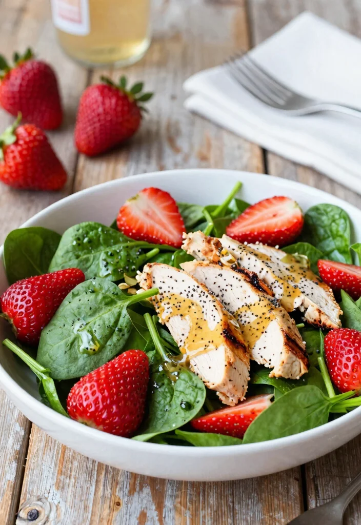 12 Summer Dinner Recipes for Light Seasonal Meals - 3. Strawberry Spinach Salad with Grilled Chicken 1
