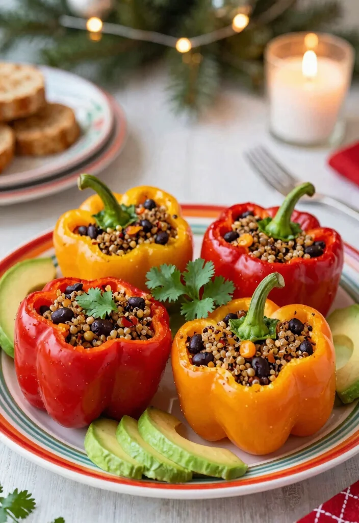 12 Vegan Christmas Recipes for a Festive Holiday Table 23 12 Vegan Christmas Recipes for a Festive Holiday Table - 3. Spicy Vegan Stuffed Bell Peppers 1