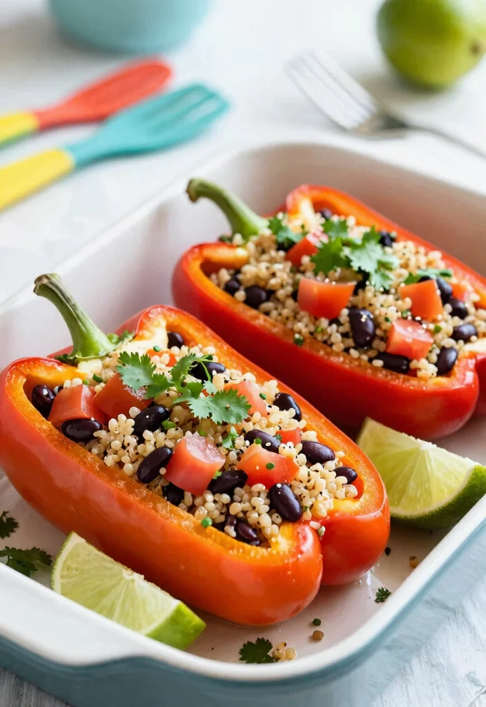 14 High Protein Dinner Recipes for Filling Balanced Meals 1 14 High Protein Dinner Recipes for Filling Balanced Meals - 1. Quinoa and Black Bean Stuffed Peppers 1