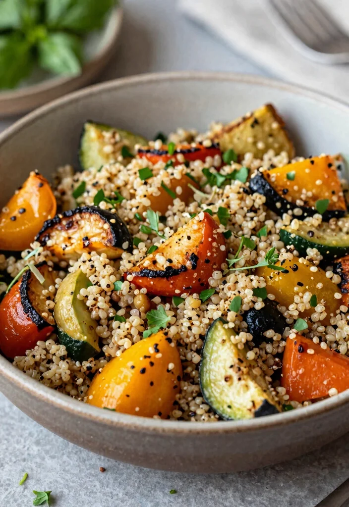 14 High Protein Dinner Recipes for Filling Balanced Meals 133 14 High Protein Dinner Recipes for Filling Balanced Meals - 13. Roasted Vegetable and Quinoa Salad 1