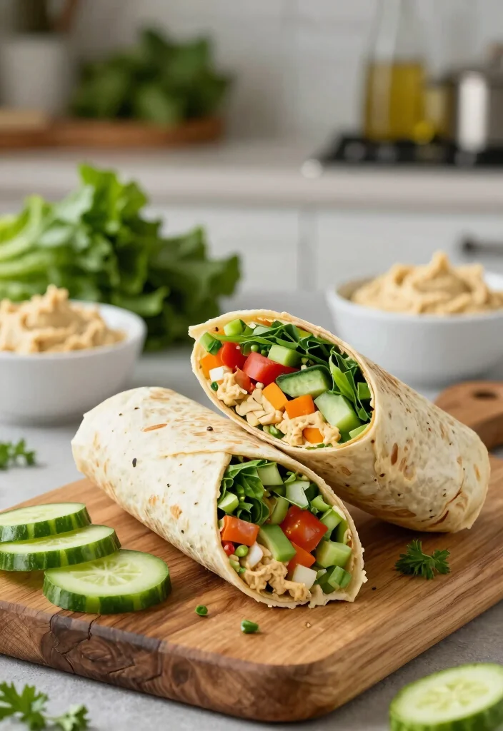 14 Vegan Recipes for Easy Plant Based Cooking 9. Hummus and Veggie Wraps 0