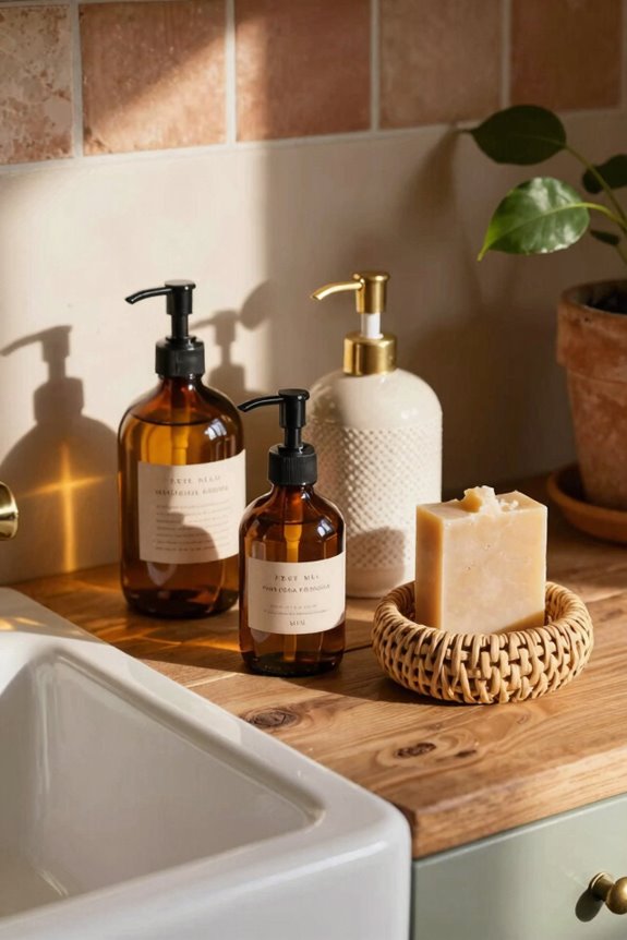 amber glass brass accents travel inspired
