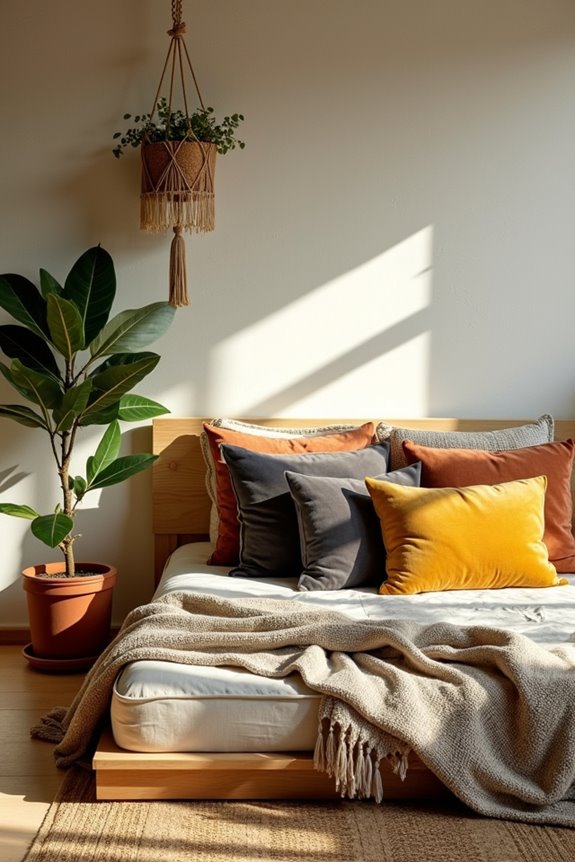 boho floor bed textiles