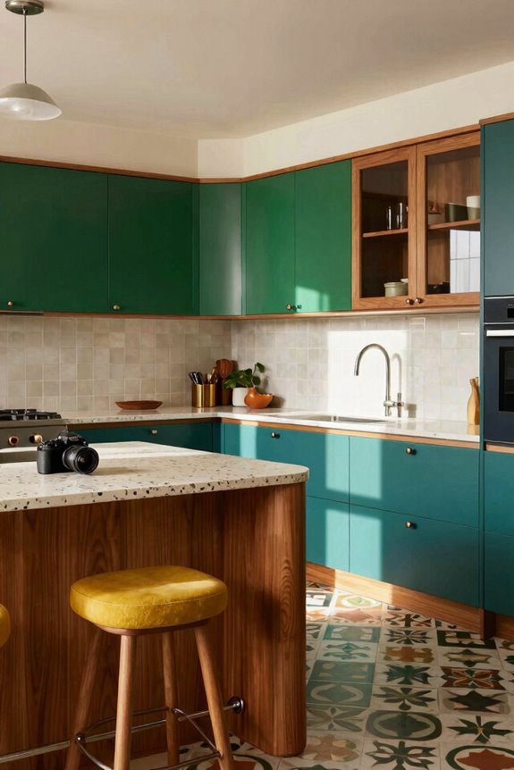 Mid-Century Kitchen Color Palette Ideas 2 bold mid century color accents