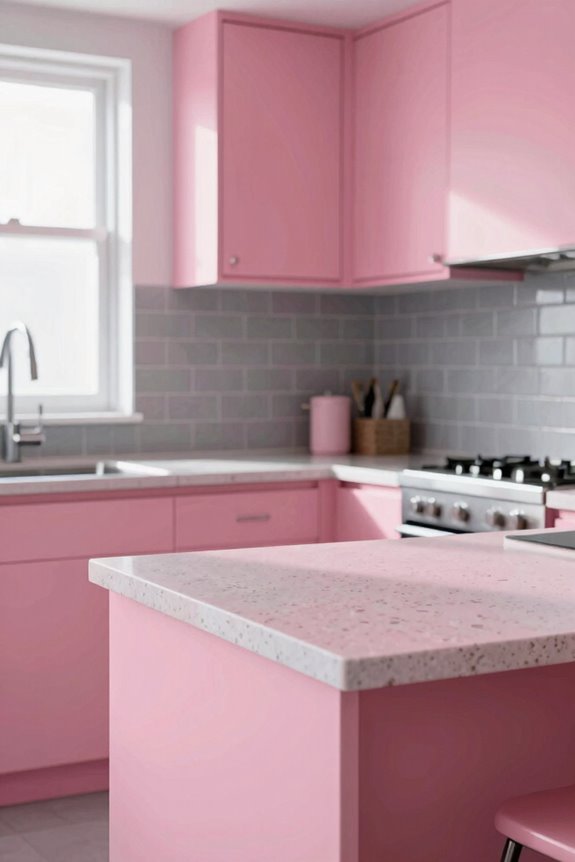 5 Modern Pink Kitchen Ideas 2 bold pink with gray contrast