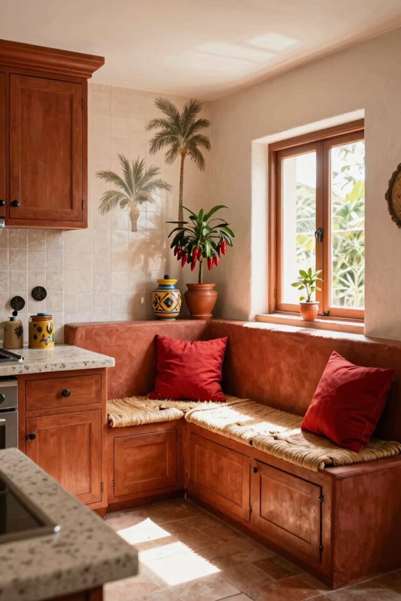 10 Mexican Kitchen Ideas to Transform Your Space 5 built in banquettes maximize storage