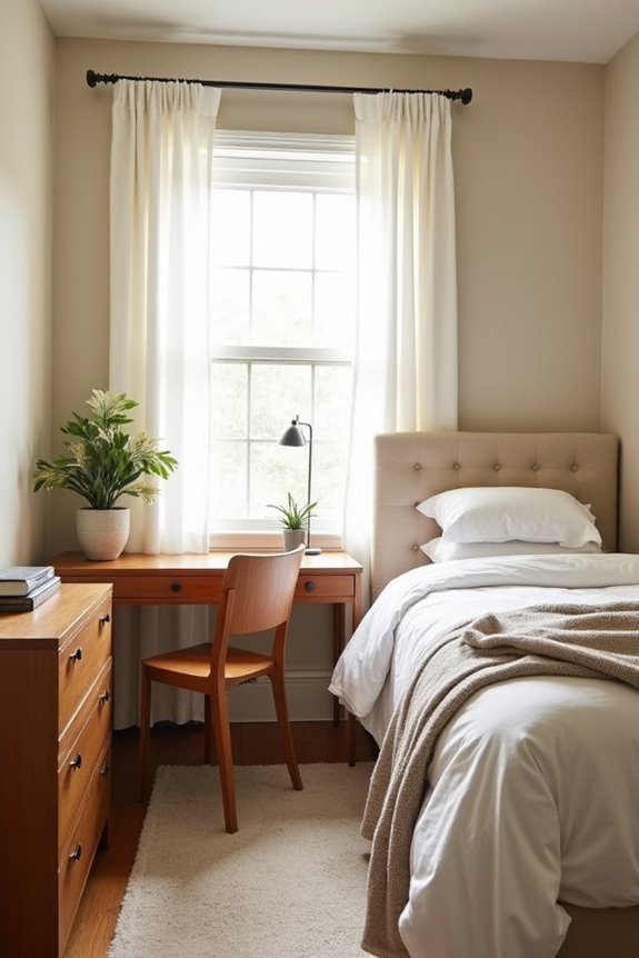 10 Guest Bedroom Ideas to Welcome Visitors in Style 5 compact desk with seating flexibility