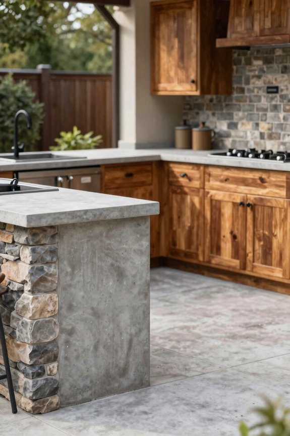 Outside Kitchen Ideas to Transform Your Backyard 2 concrete or stone foundations wood accents