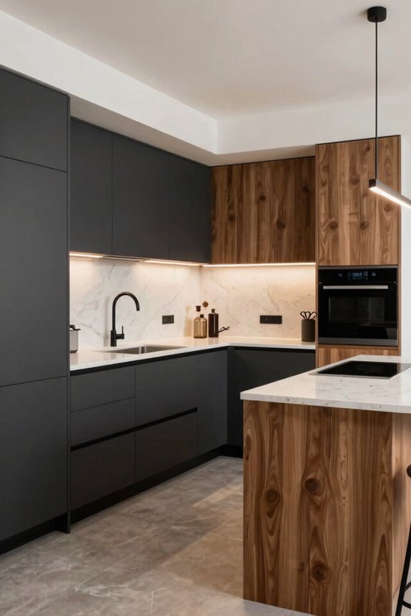 coordinated cabinet and materials across legs