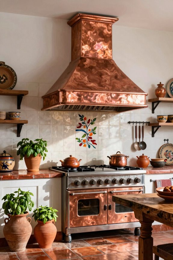 10 Mexican Kitchen Ideas to Transform Your Space 4 copper range hood as warm focal centerpiece