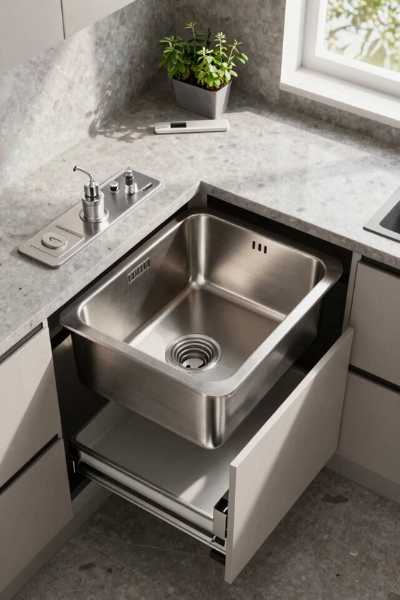 10 Kitchen Sink Ideas to Transform Your Space 5 corner sink optimizes awkward nook space