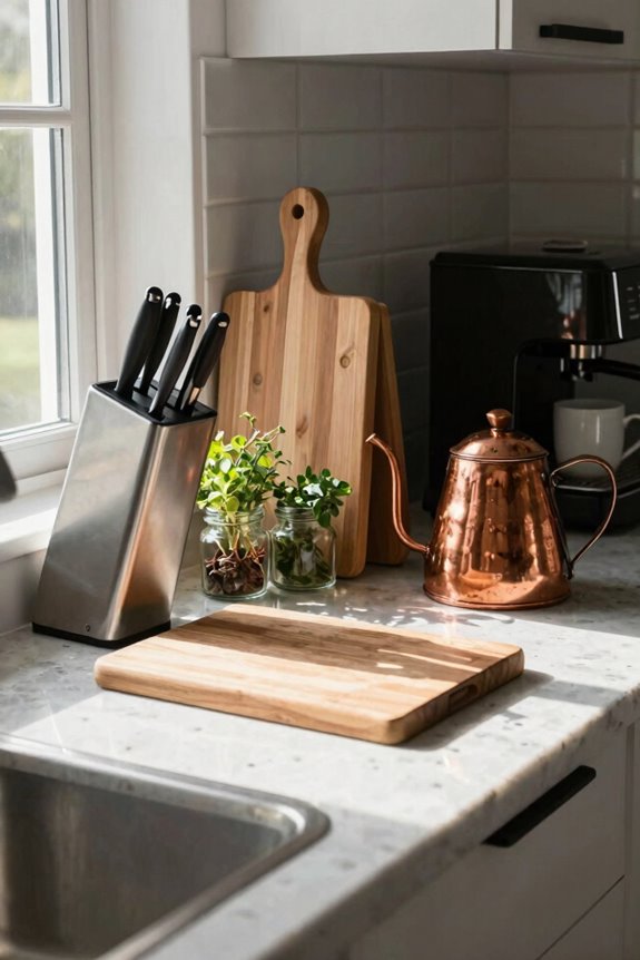5 Kitchen Counter Decor Ideas to Transform Your Space 2 countertop daily use items organized with trays