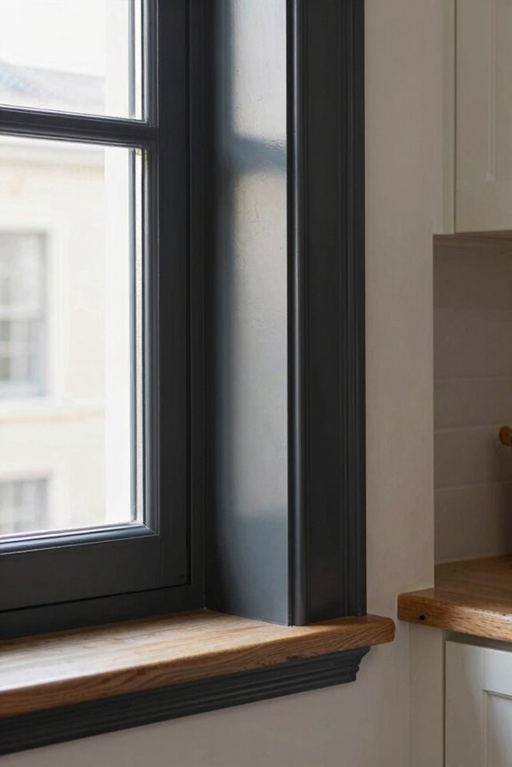 dark window trim adds architectural depth