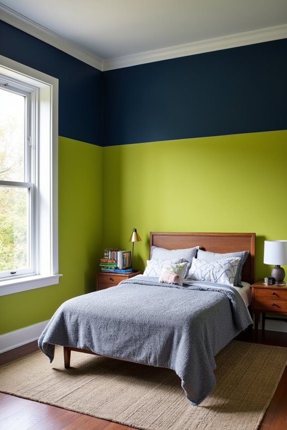 deep navy walls with white ceiling