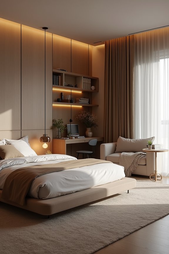 desk bed divider creates distinct zones