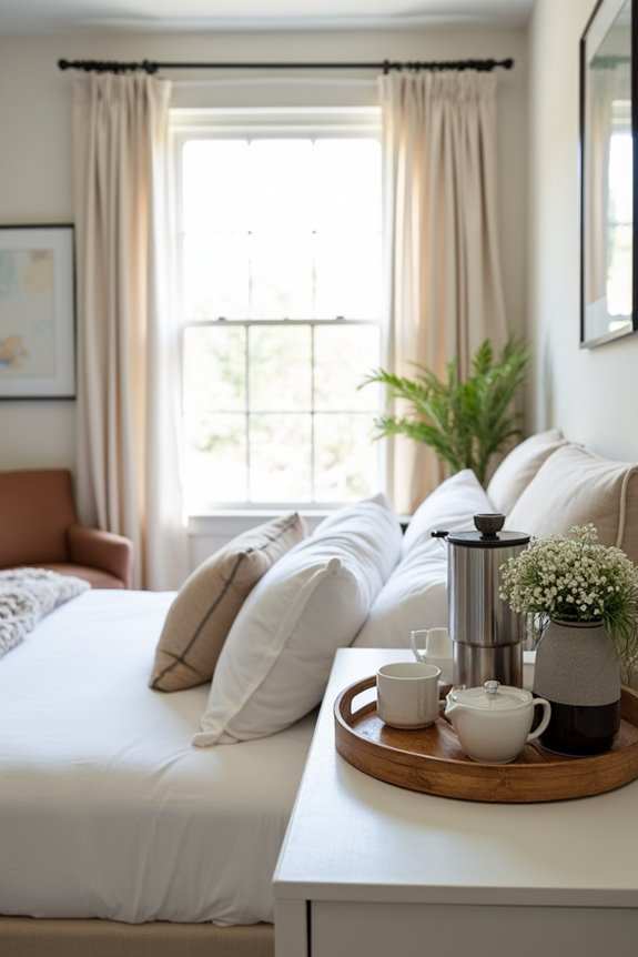 10 Guest Bedroom Ideas to Welcome Visitors in Style 7 dresser coffee and tea station