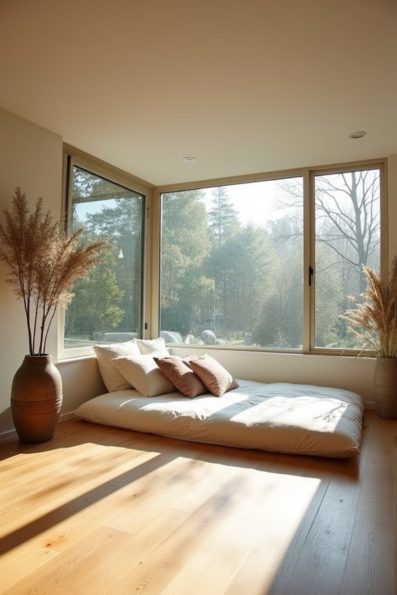 floor bed in window nook
