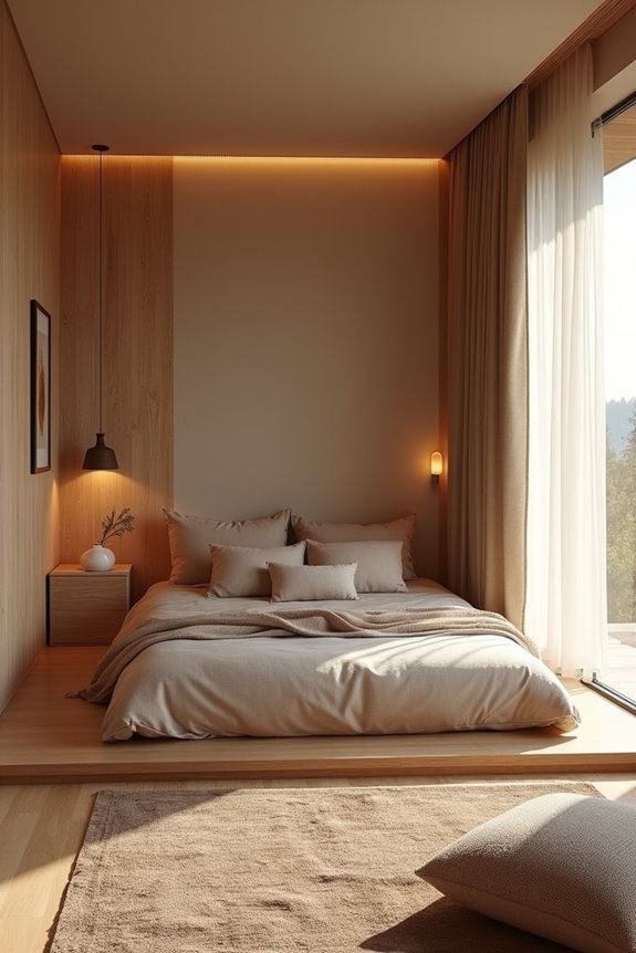 floor bed maximizes alcove space with ambiance