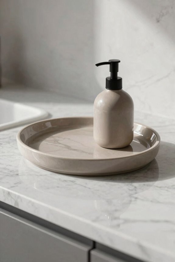 french marble tray contrasts elevate soap dispensers