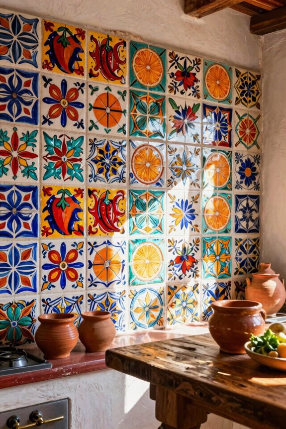 10 Mexican Kitchen Ideas to Transform Your Space 7 hand painted ceramic backsplash artistry