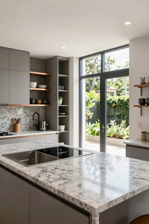 island centered workflow with pantry extensions