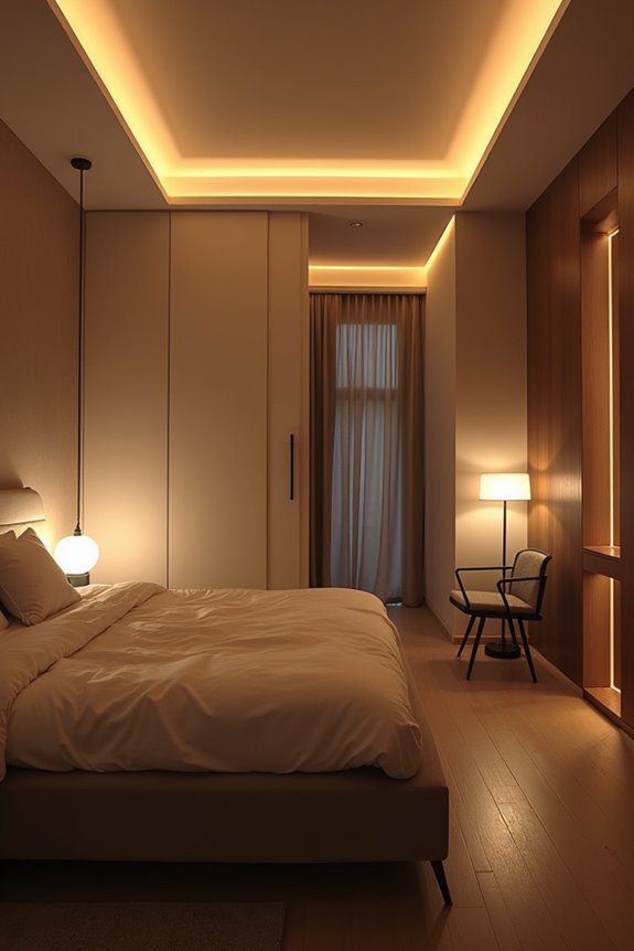 layered dimmable bedroom lighting plan