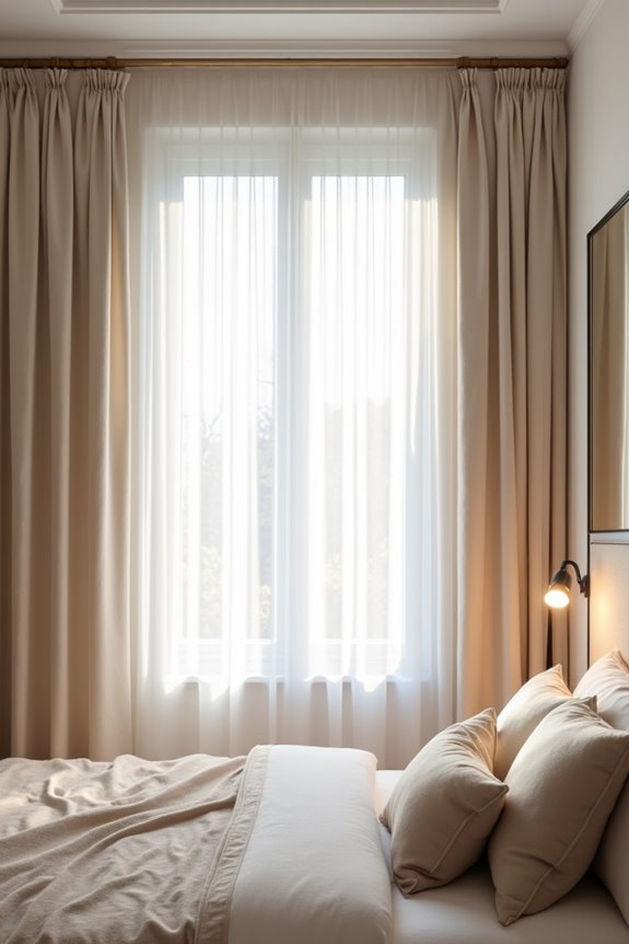 10 Tiny Bedroom Ideas to Maximize Your Small Space 4 layered light enhancing window treatments