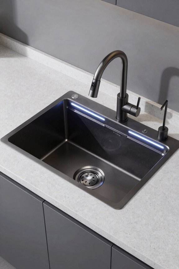 10 Kitchen Sink Ideas to Transform Your Space 7 led lit smart sink with sensors