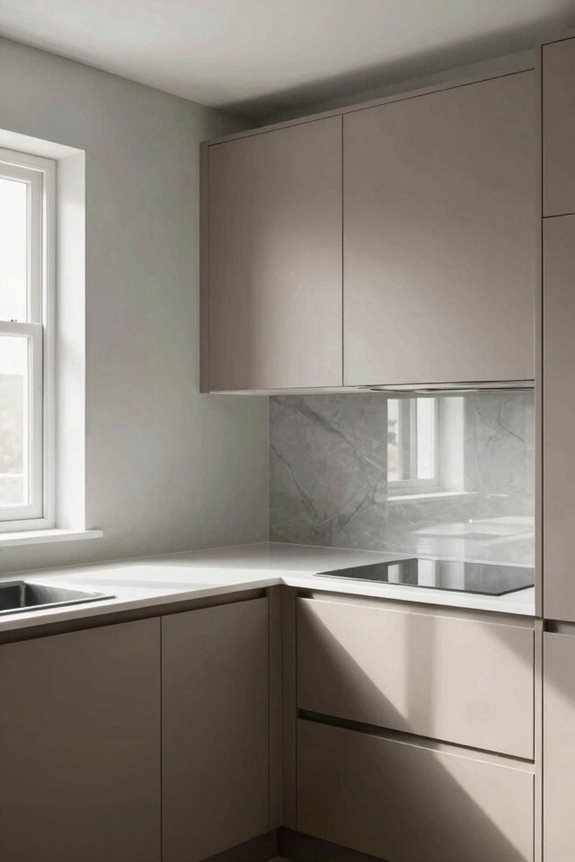 7 Paint Colors That Make Small Kitchens Feel Bigger 3 light gray and taupe enhance compact kitchens