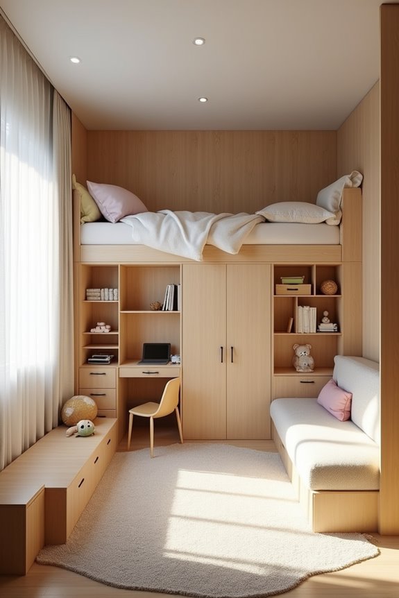 loft bed zones maximize space