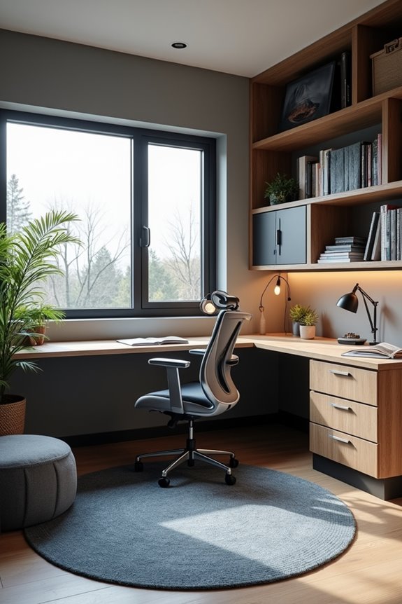 mid century desk organized study zone