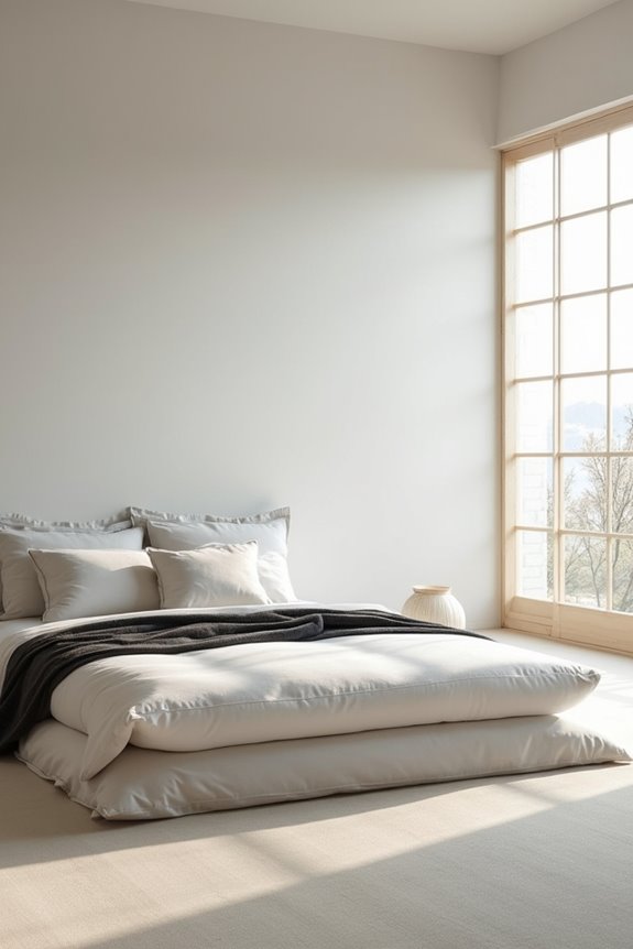 minimal collapsible tatami futon arrangement