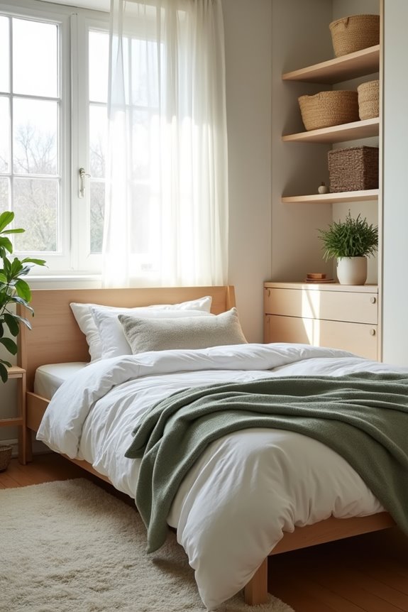 minimalist storage for serene sleep