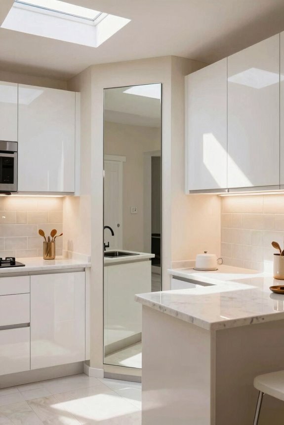 mirrored backsplash expands space