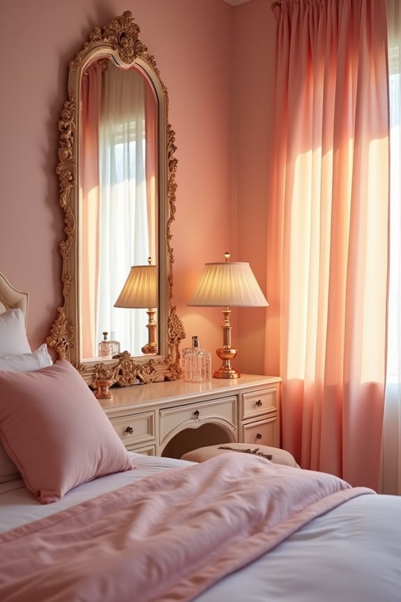 mirrors amplify pink ambiance gracefully