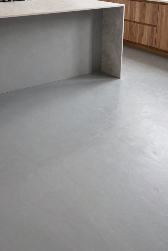 modern seamless kitchen flooring with microcement